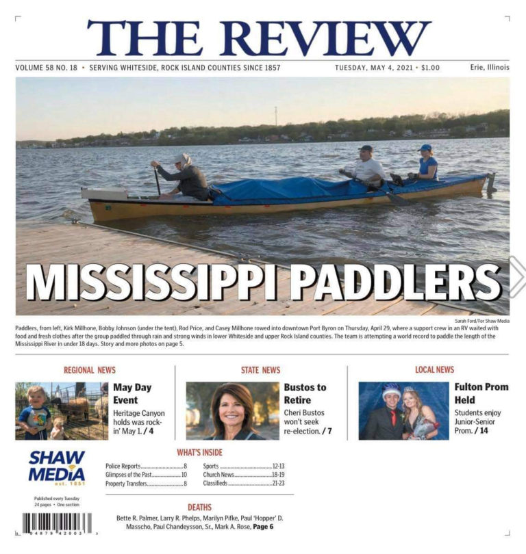Mississippi River Paddle World Record Newspaper Article